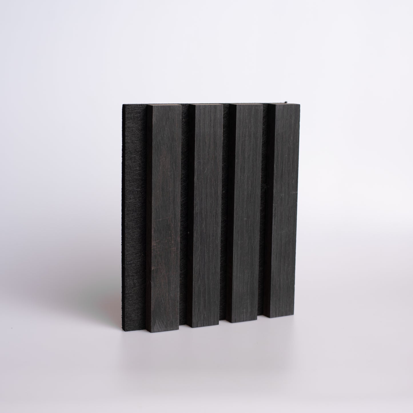 Sample size of NüBatten's Charcoal Oak Wood Slat Panel